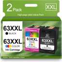 SHUPAN 63XXL Ink Cartridge Black and Color Compatible for HP Ink 63 63 XL Combo Pack Works with OfficeJet 3830 4630 4650 4655 5252 5255 5258 Envy 4520 4512 DeskJet 1112 2130 Printers (2 Packs)