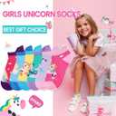 WEVIAS Kids Girls Socks Unicorn Ankle Funny Cartoon Low Cut Cotton Cute Novelty Fashion Toddler No Show Silly Socks 6 Pairs