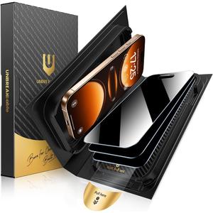 UNBREAKcable Privacy Screen Protector for iPhone 16 Pro Max 6.9", 3 Pack Full Coverage Tempered Glass [28 Anti-Spy] [9H Hardness] [Easy Installation Box] Shatterproof Private Screen Guard