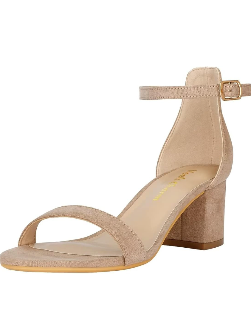 Women's Strappy Chunky Block Low Heeled Sandals 2 Inch Open Toe Ankle Strap High Heel Dress Sandals Daily Work Party Shoes, Size 5