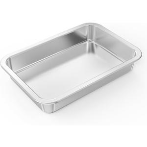 onlyfire Stainless Steel Baking Pan Barbeque Grilling Pan for Baking Breads, Grilling Chicken, Vegetables, 12.4" X 8.5" X 1.9"
