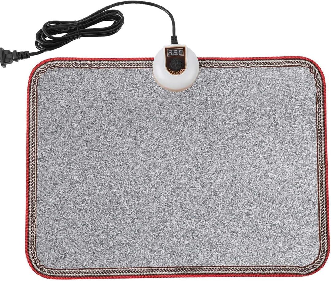 AC 110V Heated Floor Mat for Foot, Gray Carbon Crystal Heating Pad, Electric Heated Foot Warmers for Office, Home (Grey)