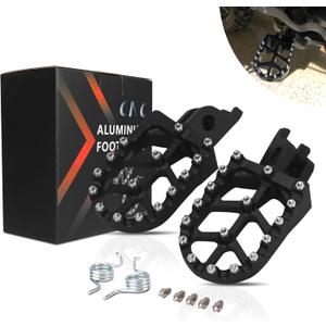 JFG RACING Dirt Bike Foot Pegs,CNC Rest Pedal Footpegs for CR125 CR250 02-11/CRF150R 07-24/CRF250R 04-24/CRF300L 21-24/CRF450R 02-24/CRF250X CRF450X CRF250RX CRF450RX CRF450RL CRF250L CRF1100L-Black (Medium)