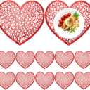 Yungyan 12 Sets Valentine's Day Heart Placemats 15'' Vinyl Pressed Metallic Table Mats Romantic Table Decorations Place Mats for Couples Dinner Wedding Anniversary Party(Red, Sweet Hearts)