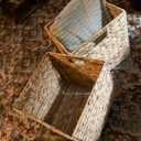 10.5x10.5'' Set of 3 Cube Storage Baskets, Natural Water Hyacinth Multipurpose Collapsible Organizers, Woven Laundry Totes for Laundry, Storage Cubes,Wicker Baskets Laundry Organizer Totes for Home