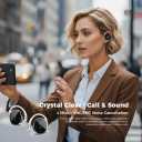 On Ear Headphones Bluetooth 5.4, Noise Cancelling Open Ear Headphones Wireless, Water-Drop Shaped Clip On Sport Headset Bluetooth with 4 Microphone, Comfort Fit Earphones with Long Battery Life