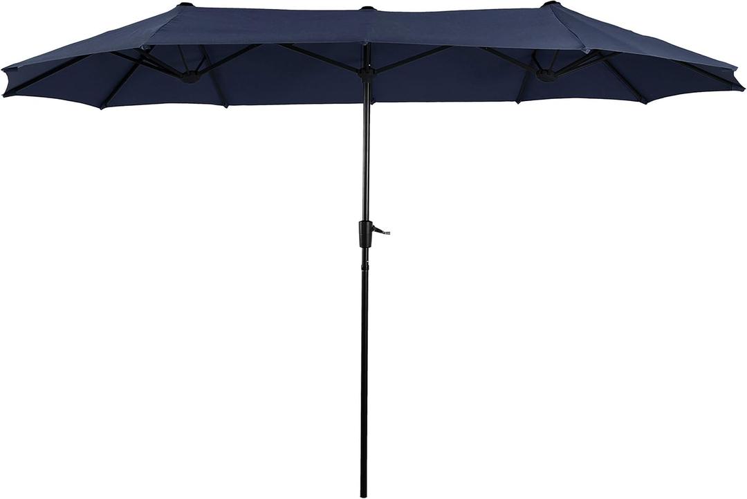 PHI VILLA 13ft Double-Sided Twin Outdoor Patio Umbrella Market Umbrella (Navy)