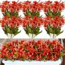 Janinka 6 Bundles Fall Artificial Flowers for Outdoors Fake Daisy Bouquet Silk Mums Flowers Bulk Look Real UV Resistant Outside Faux Plants for Garden Planter Front Door Porch Patio Decor (Red)