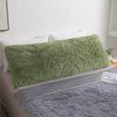 MEGO Fluffy Body Pillow Cover, 20x54 Shaggy Faux Fur Body Pillow Case, Green Comfy Plush Fuzzy Body Pillowcase, Furry Long Throw Bed Pillow Cover with Zipper for Adults Women Side Sleeper Sage Green
