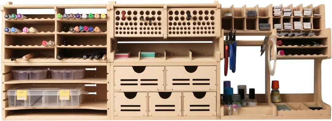 Plastic Model Tool Organizer, Organize Plastic Model Building Tools Pliers/Tweezers/Brushes/Screwdrivers Stick Tools, MDF Material Model Workbench, Suitable for Tamiya/Gundam Tools GK Pro