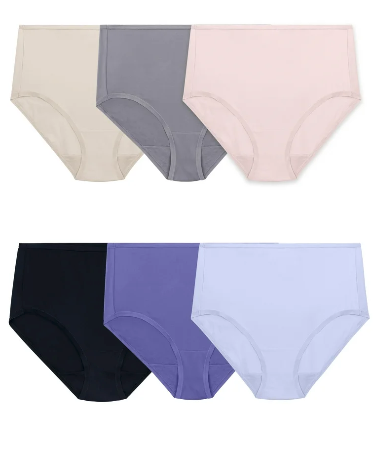 Fruit of the Loom Women's Lightweight Microfiber Underwear, Smooth Under Clothes, (7, Hi Cut - 6 Pack - Colors May Vary)