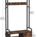 Homeiju Hall Tree with Bench and Shoe Storage, 3-in-1 Entryway Organizer with 6+2 Hooks, Coat Rack with Adjustable Feet for Stability, Mudroom Furniture with Storage Shelf