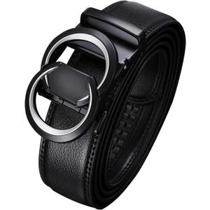 Men's Ratchet Belt Leather Belt Adjustable for Men Gift 1 3/8-Cut for Perfect Fit