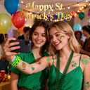 St. Patrick's Day Party Accessories Kit for Adults - 13 Pcs Irish Celebration Set with Shamrock Beer Headband, 5 Necklaces, 2 Wristbands & Stickers for Irish Themed Party Supplies (Green, M)