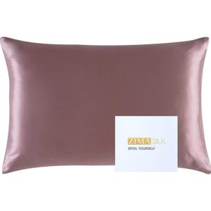 ZIMASILK 25 Momme 100% Pure Mulberry Silk Pillowcase for Hair and Skin Care, Highest Grade 6A Pillow Cases for Women, Long-Lasting Durablity, Gift for Women Men, 1Pc (Standard 20"x26", Grey Purple)