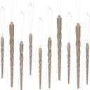 Boao 36 Pieces Icicles Ornament Set 5.12-7.8 Inch Twisted Acrylic Drop Icicle Christmas Tree Hanging Ornaments Decorations for Christmas Wedding Winter Holiday (Champagne)