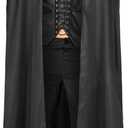 Victorian Renaissance Cloak Medieval Witch Cape Vampire Unisex Stand Collar Gothic Cloak Halloween Costume (One Size, Z3076bk)