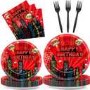 Spider Birthday Party Decoration, Super Theme Hero Birthday Party Set - Spider Fans Disposable Dinnerware Set for Kid Hero Cityscape Birthday Baby Shower Table Party Decoration