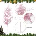 Sherika 24 Pcs Christmas Glitter Stems Artificial Pink Ornament Tree Picks for Christmas Tree Decor, DIY Crafts,Christmas Holiday Decorations, Wreath, Garland, Vase, Wedding and Home Decoration