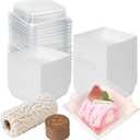 Kosotody 50 Pack Charcuterie Boxes with Clear Lids, 4 Inches White Oil-Proof Kraft Paper Food Containers Bakery Boxes for Sandwich, Cookies, Hot Cocoa, Cupcakes and Strawberries(White)