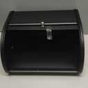 SOTECH Bread Box Vintage for Kitchen Food Grade Light-weight Metal Style Container for Storage Bin Countertop Keeper with Roll Top Farmhouse Rustic Holder Counter Black