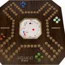 Jackaroo Board Game, 2-4 Player Marble Strategy Game, Solid Wooden Game with 16 Glass Marbles and 52 Cards, Marble Chase Game, Jokers and Marbles Board Game, Foldable Board with Carry Bag (Walnut)