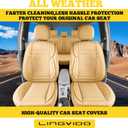 LINGVIDO Full Set Car Seat Covers, Faux Nappa Leather, Airbag Compatible and Waterproof Protectors for Sedans SUVs, Breathable Interior for Active Families, Pets, and Commuters (5 Seats, Beige)