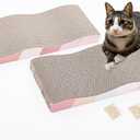 SIDAZON Cat Scratching Board cat Scratcher Cat Scratch Pad Cardboard cat scratchers for Indoor Cats Reversible Large Wide Corrugated with Catnip(2pcs)