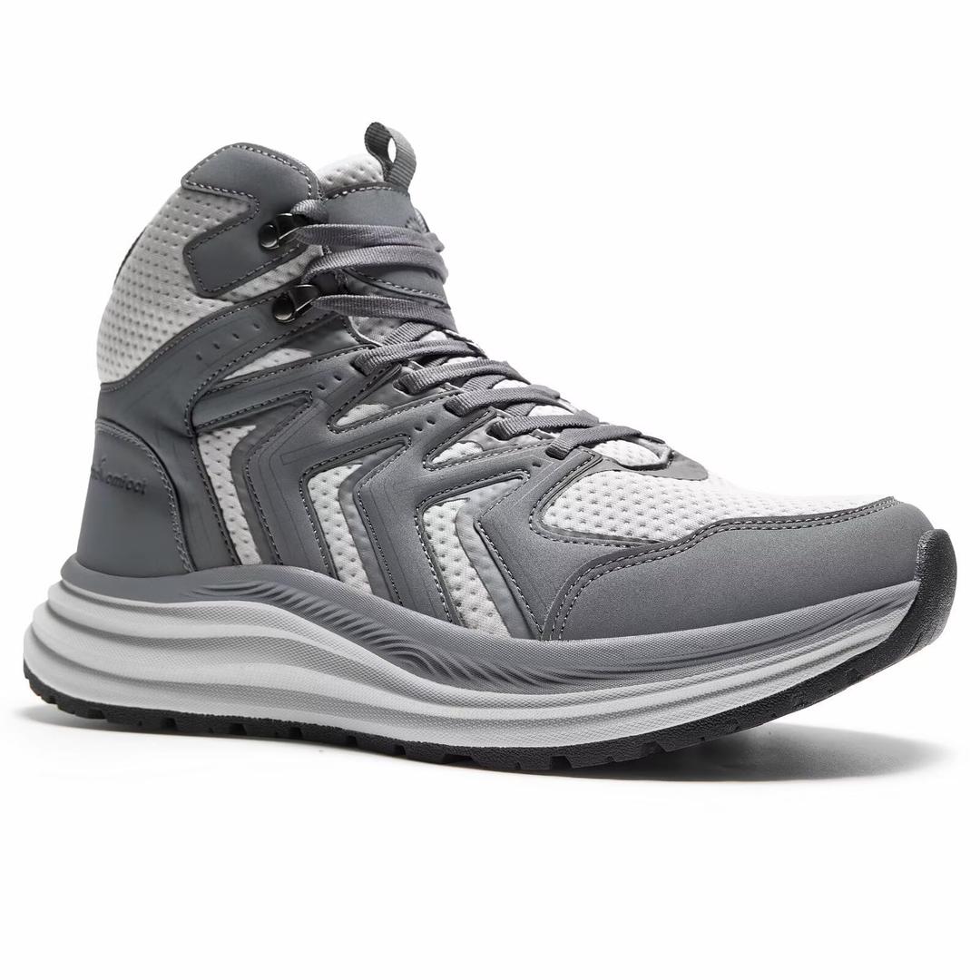 Men's Orthopedic Waterproof Lightweight Hiking Boots: Plantar Fasciitis Arch Support Orthotic Heel Spur Bunions Recovery Trail Sneakers, Comfortable Fit Sport Gowalk Indoor Gym Ankle Boots Grey Size 9