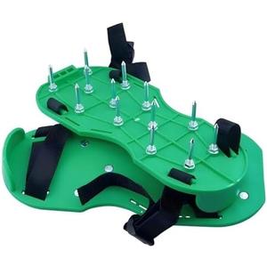 Anazous Lawn Aerator Shoe Upgrades Garden Spike Shoes Heavy Strap Grass Aeration Shoes for Yard Soil Aerating Spike Tool (Green)