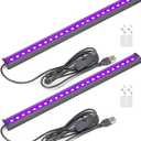 GREENIC USB Black Light Bar, 10W 1ft Upgraded UV LED Blacklight Strip Lights, Small Black Lights for Glow Party, Posters, Tapestry, Room, Bedroom Decor, Body Paint, Halloween Decorations, 2 Pack