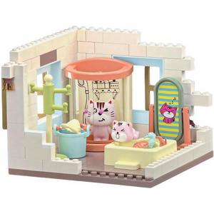 Koko's Cat Town DIY Miniature House Kit, Tiny White House Series Bathroom Building Kit, Dollhouse with 254PCS, Cat Toys Gift for Girls Boys Teens Kids Ages 3+