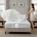 Bedsure Queen Comforter Set White - Bed in a Bag Queen Size Bedding 7 Pieces, GentleSoft Pintuck Bed Set Gift for Family, Pinch Pleat All Season Comforter with Sheets, Pillowcases & Shams