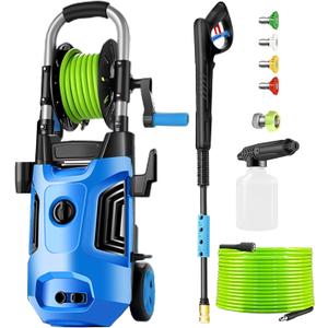 Electric Pressure Washer 4800 PSI 4.0 GPM Power Washers Electric Powered with with 33ft Pressure Hose, 4 Nozzle and Foam Cannon, Powerwashers for Home, Cars, Patio, Upgraded Light Blue