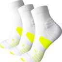 LIN PERFORMANCE 3 Pairs Ankle Compression Socks for Men and Women Sports Running Athletic Sock with Arch Support (White)