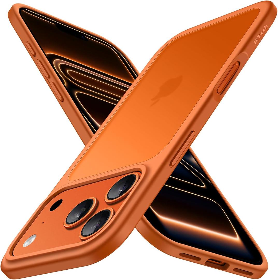 JETech Matte Case for iPhone 17 Pro Max 6.9-Inch, Shockproof Military Grade Drop Protection, Frosted Translucent Back Minimalist Phone Cover, Anti-Fingerprint (Orange)