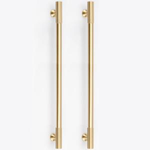 RZDEAL 2pcs Solid Brass Gold Cabinet Pulls, 10 Inch Hole Centers for Kitchen Cupboard Handles Modern Drawer Dresser Pulls Bathroom Brushed Brass Cabinet Pulls Wardrobe Door Handles