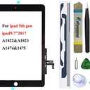 Dedia Black Touch Screen Replacement for iPad 5 2017 9.7 inch, A1822 A1823 A1474 A1475 Digitizer Glass Assembly Without Home Button (not Include LCD) + Pre-Installed Adhesive + Tool kit