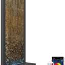 LONGRUN 48" Indoor Waterfall with App-Controlled RGB Lights, Elegant Floor Fountain, Floor Standing Water Feature, Indoor Fountain & Waterfall Freestanding Home Decor Easy Setup Water Fall Black-Brown
