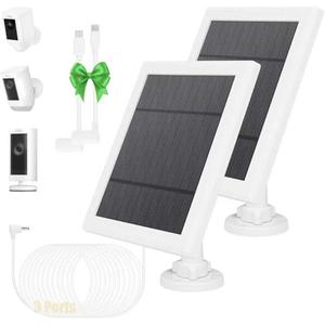 5W Solar Panel for Ring Camera 5V Outdoor Solar Battery Charger for Ring Spotlight Camera Stick Up Camera with IP65 Waterproof, 16.4ft Cable, 360° Adjustable Bracket (2 Pack)