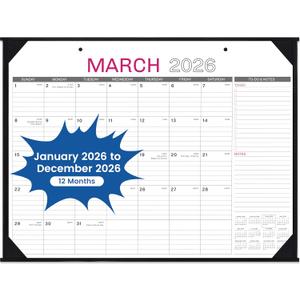 2026 Desk Calendar - Large Desk Calendar 2026, Jan. 2026  Dec. 2026, 22" x 17", Office Supplies, Corner Protector, Ruled Blocks, 2-in-1