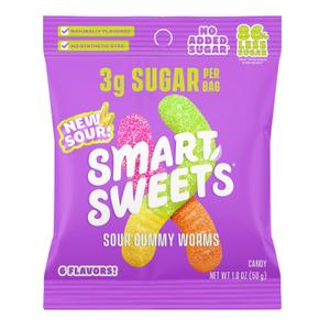 SmartSweets Gummy Worms, Gluten Free Gummies, Healthy Snacks for Adults & Kids, Fun Chewy Candy, Low Calorie, Low Sugar, Fruit Flavored Snack, No Artificial Sweeteners, 150g Bag, Share Size (EXP 11/17/26)