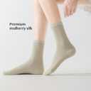 Premium Mulberry Silk Mesh Socks for Women - Breathable, Lightweight, Crew, Soft Summer Wear, Girls, Quiet Luxury