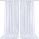 10x10ft White Chiffon Sheer Backdrop Curtains (2 Panels 5x10ft Each) -Wrinkle-Free Drapes for Wedding, Birthday Party & Photography Stage Decor