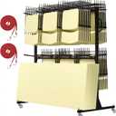 Folding Chair Rack, Folding Chair Cart Holds 84 Folding Chairs or 12 Table, of 800 LBS Capacity with 4 Swivel Wheels, Dust Cover and 2 Binding Ropes