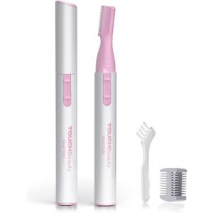 TOUCHBeauty Eyebrow Trimmer with Comb: Battery-Operated Eyebrow Razor - Facial Hair Trimmer for Eyebrows, Neckline, Nose, Ears (Pink)