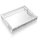 Wocred Mirror Jewelry Organizer Upgrades fits Dresser Bedroom,Crushed Diamond of Each Side Bathroom Tray with Handles,Decorative Serving Tray for Coffee Table Decor(11'x15'x2')