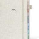 Getink 2026 Planner Weekly & Monthly Daily Agenda Book with Linen cover, 2026 To Do List Notebook with Colorful Monthly Tabs, Inner Pocket, Elastic Closure (Beige, 7.5"x10")