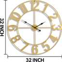 Sorbus Large Wall Clock for Living Room Decor - Wall Clock for Kitchen - 32 inch Big Wall Clock Decorative - Metal Wall Art - Analog Large Clock for Bedroom, Home, Kitchen, Office, Wall Decor (Gold)