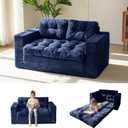 MAXYOYO Convertible Sofa Bed, Pull Out Loveseat Sleeper Sofa, Folding Couch Bed with Pillows for Living Room, Navy